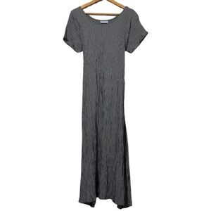 Vintage Breakin’ Loose Black White Striped Midi Dress Short Sleeve